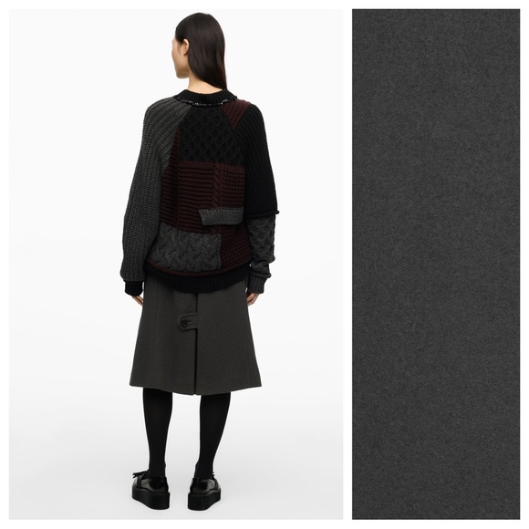 NWT. Zara Gray Limited Edition 100% wool High-Waisted Midi Skirt. Size S. - Picture 3 of 12